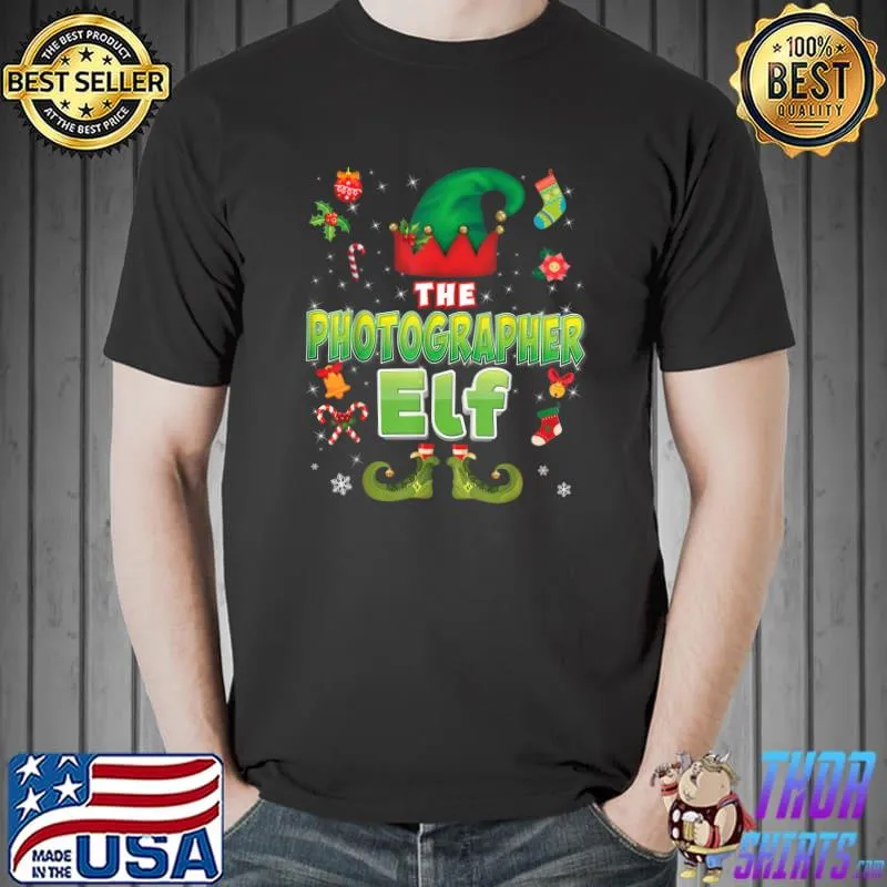 Photographer Elf Christmas Cute Suit Merry Xmas Costume Ugly T-Shirt