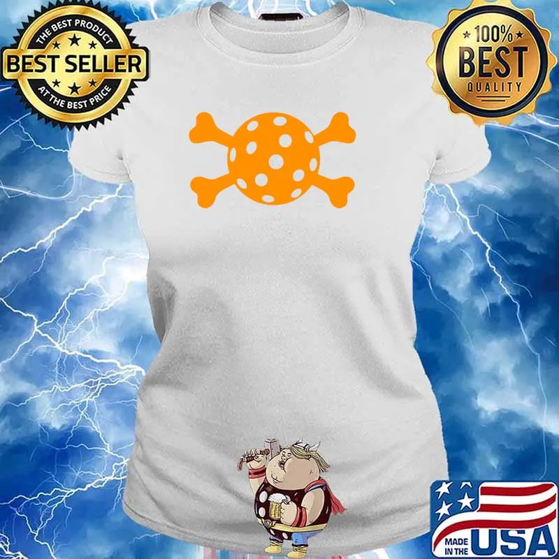 Pickleball Halloween Cross Bones - Orange Classic T-Shirt Ladies tee