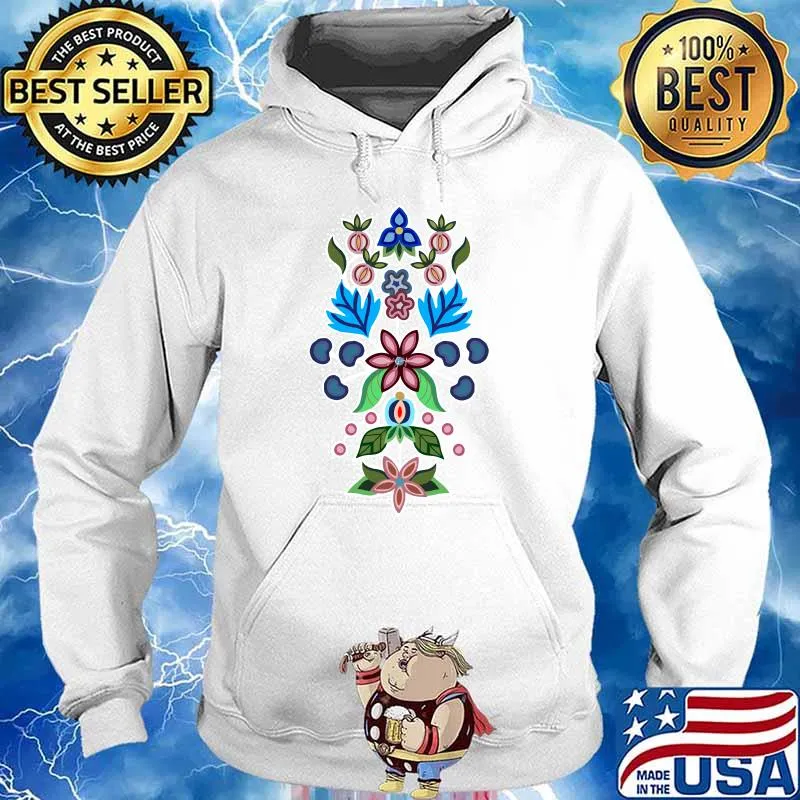 Pink & Blue Ojibwe Floral Classic T-Shirt Hoodie