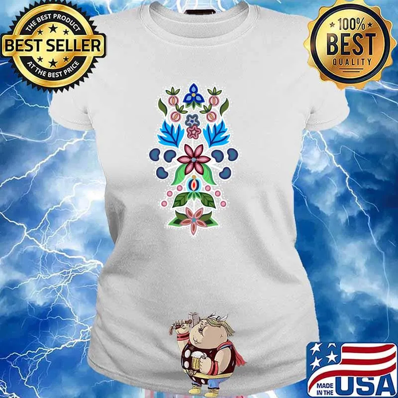 Pink & Blue Ojibwe Floral Classic T-Shirt Ladies tee