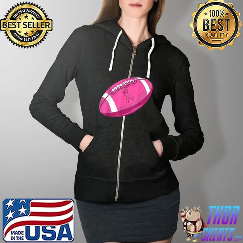 Pink Ribbon Football Costume Breast Cancer Awareness Month T-Shirt Full Zip Hooded