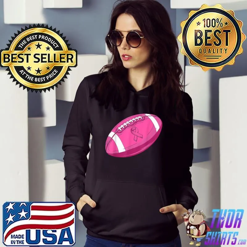 Pink Ribbon Football Costume Breast Cancer Awareness Month T-Shirt Hoodie