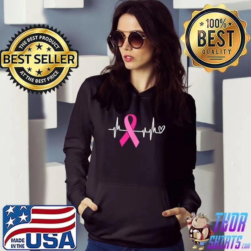 Pink Ribbon Heartbeat Breast Cancer Awareness T-Shirt Hoodie