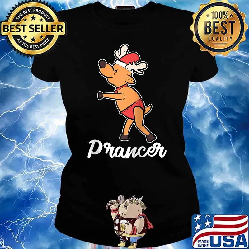 Prancer Reindeer Christmas Costume Ugly Christmas Sweater Raglan Baseball T-s Ladies tee