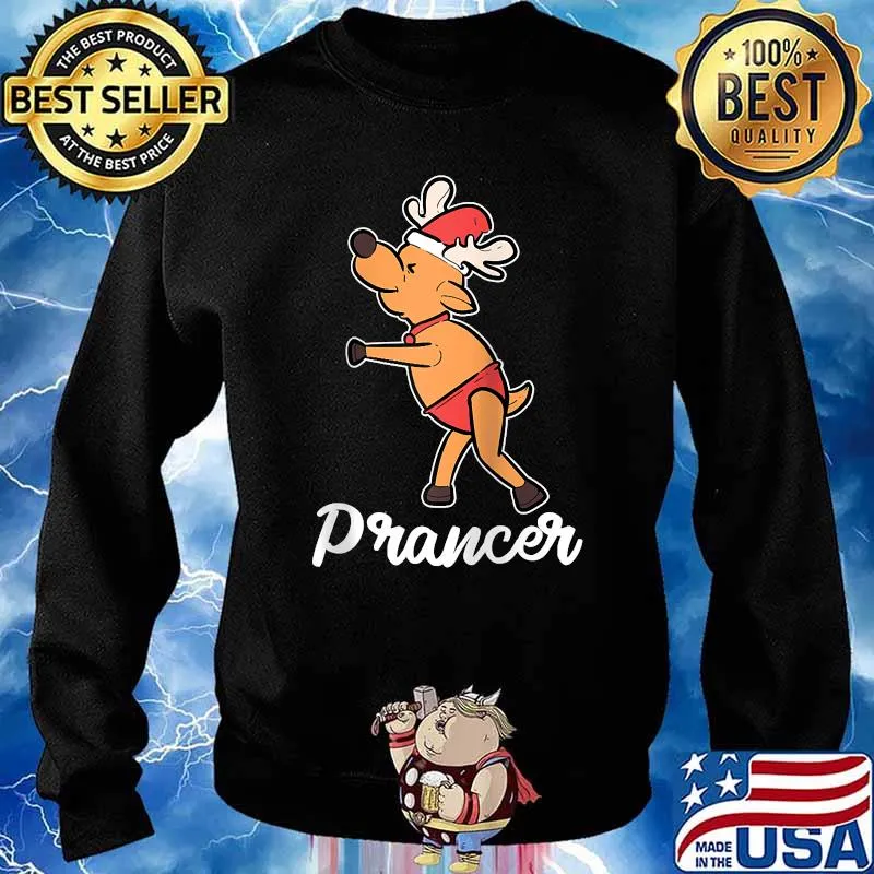Prancer Reindeer Christmas Costume Ugly Christmas Sweater Raglan Baseball T-s Sweater