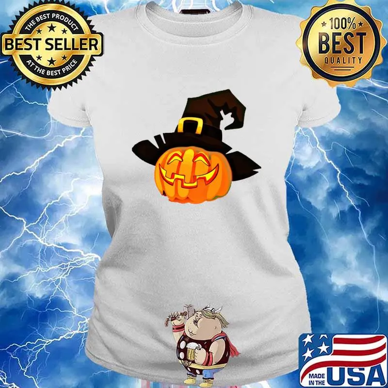 Pumpkin Hat Witch Shirt Ladies tee