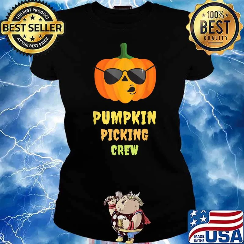 Pumpkin Picking Crew Funny Outfit Baby Toddler Kids Girls T-Shirt Ladies tee