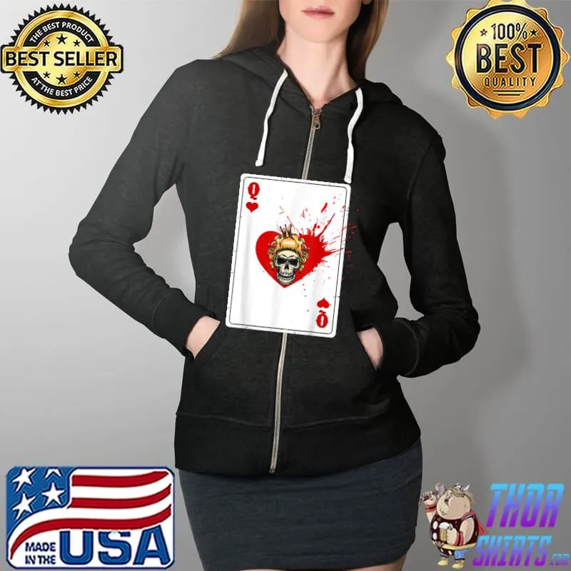 Queen of Hearts Cards Deck Halloween splashy Costume T-Shirt Full Zip Hooded