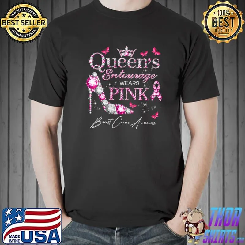 Queen's Entourage Wears Pink Breast Cancer Awareness T-Shirt