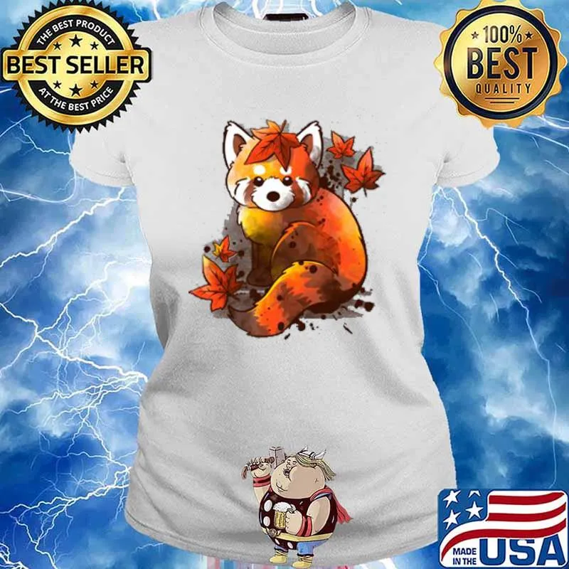 Red Panda Red Leaves Autumn s Ladies tee