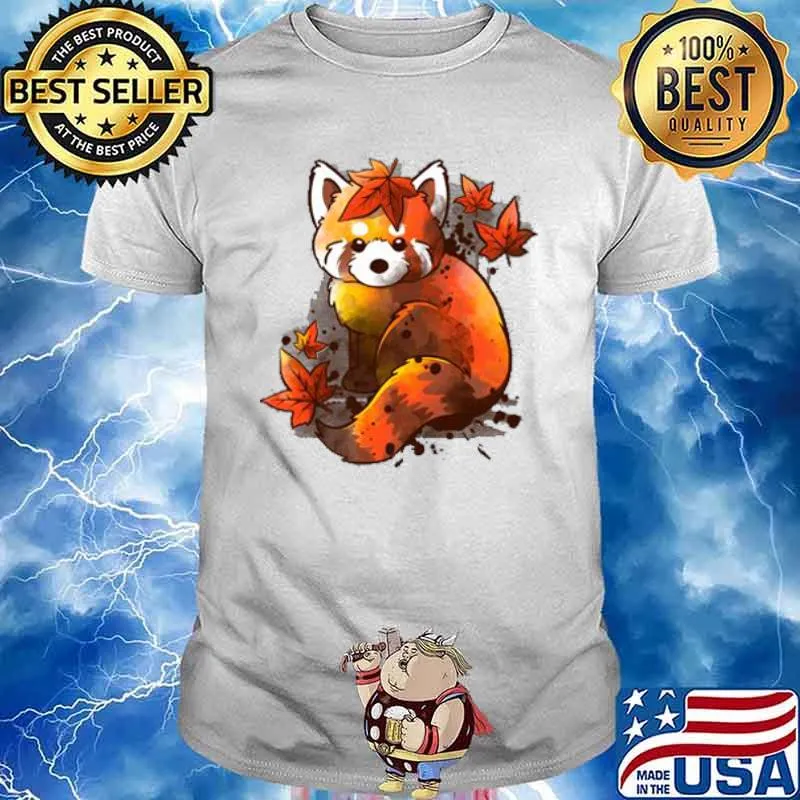 Red Panda Red Leaves Autumn shirt