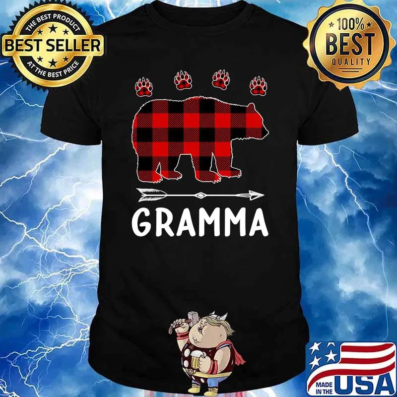 Red Plaid Gramma Bear Shirt Matching Pajama Family T-Shirt