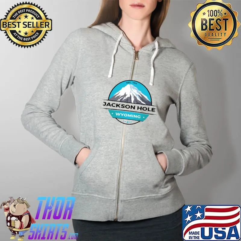 Retro Cool Jackson Hole Wyoming Rocky Mountain Peak Novelty T-s Full Zip Hooded