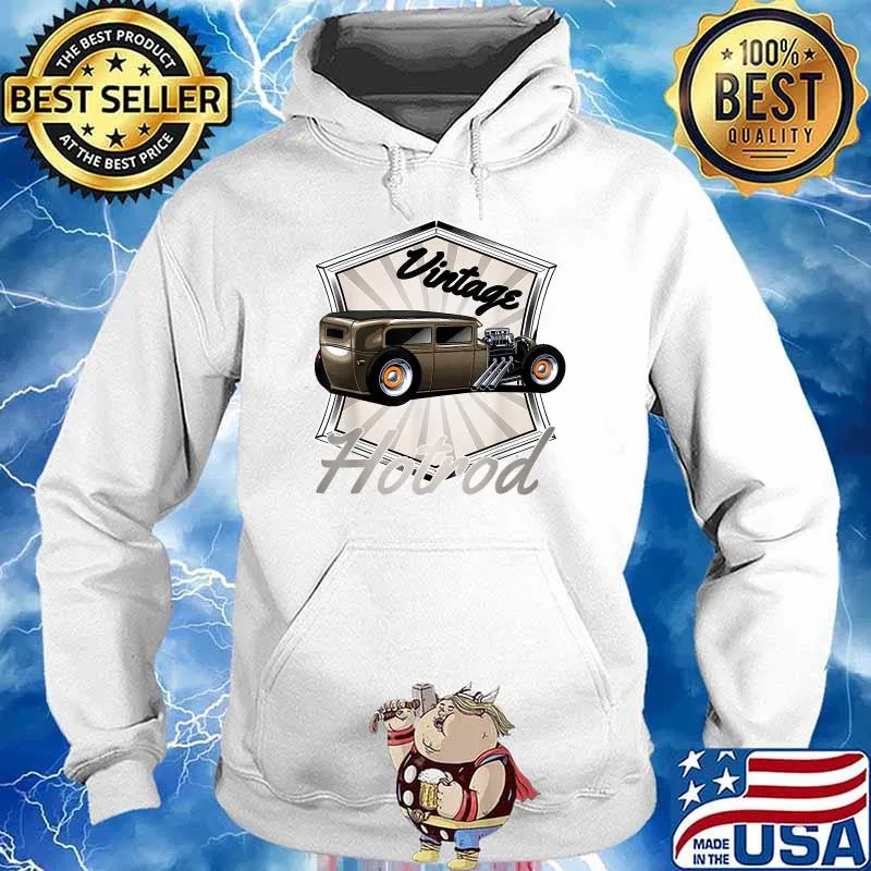 Retro Hotrod, Custom Car Enthusiasts, Mens Vintage Hot Rod T-Shirt Hoodie