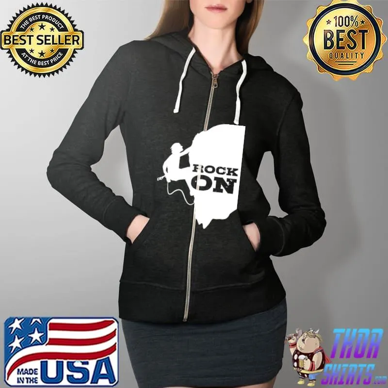 Rock On Climber Telluride Climbing Summit Boulder T-Shirt Full Zip Hooded