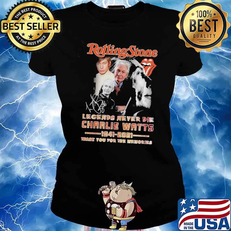 Rolling stone legends never die charlie watts 1941 2021 thank you for the memories signature s Ladies tee