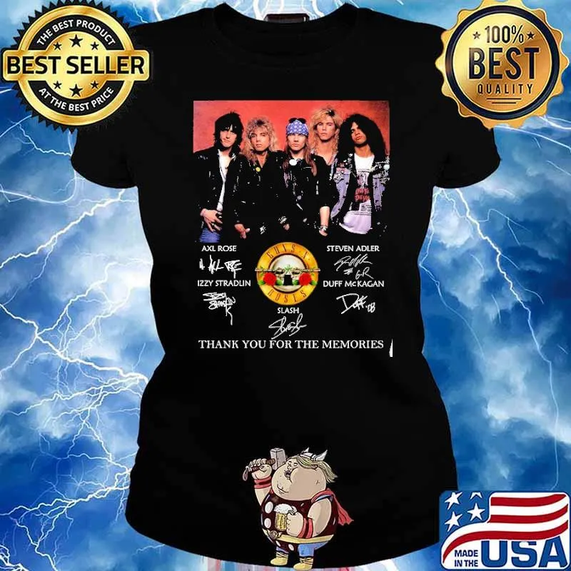 Roses Axl Rose Izzy Stradlin Steven Adler Duff Mckagan Thank You For The Memories Signature Shirt Ladies tee