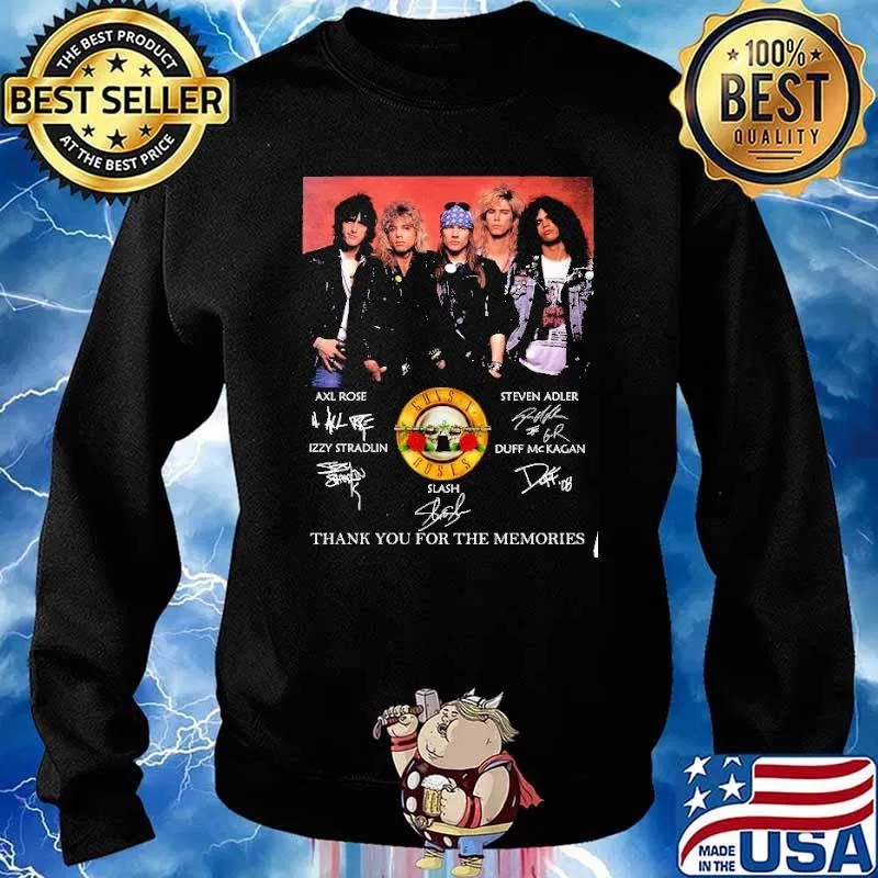 Roses Axl Rose Izzy Stradlin Steven Adler Duff Mckagan Thank You For The Memories Signature Shirt Sweater