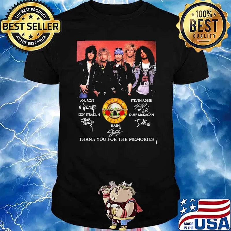 Roses Axl Rose Izzy Stradlin Steven Adler Duff Mckagan Thank You For The Memories Signature Shirt