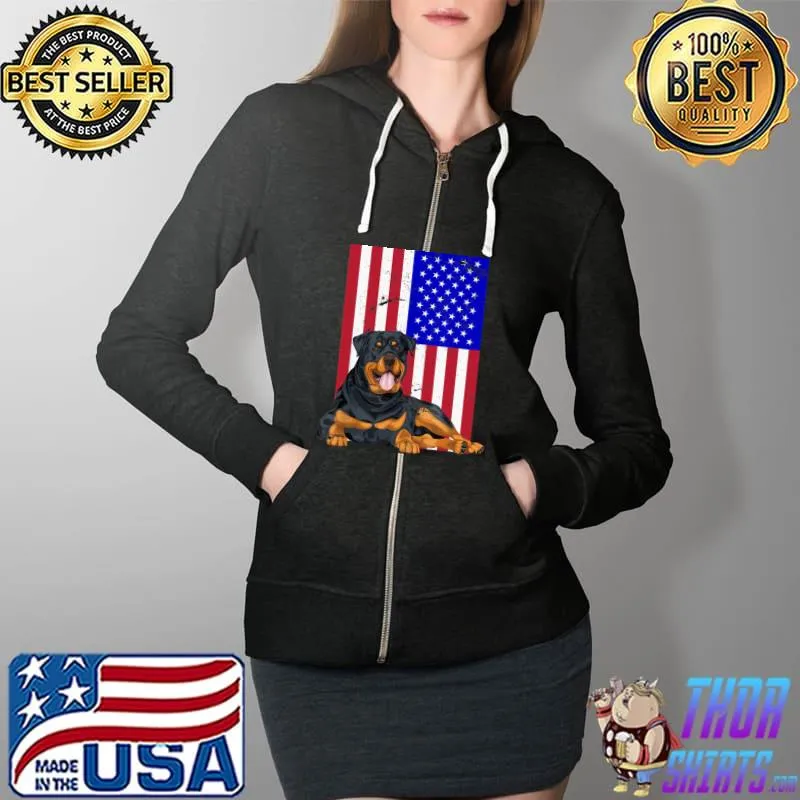 Rottweiler America Flag Shirt Full Zip Hooded