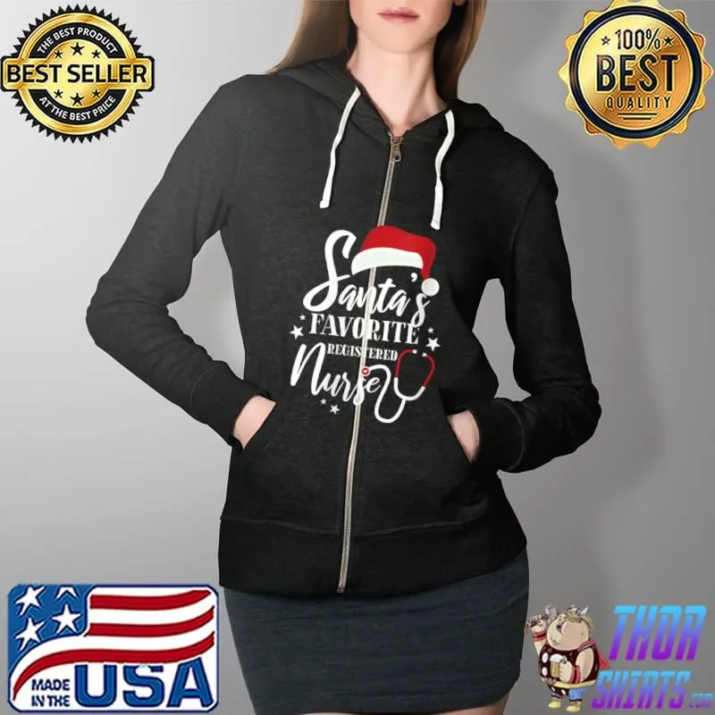 Santa Favorite Registered Nurse Outfit Funny Cute Xmas T-Shirt Full Zip Hooded