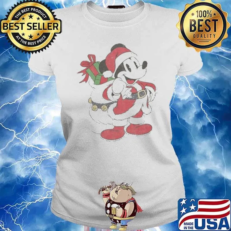 Santa Mickey Mouse Holiday Christmas Shirt Ladies tee