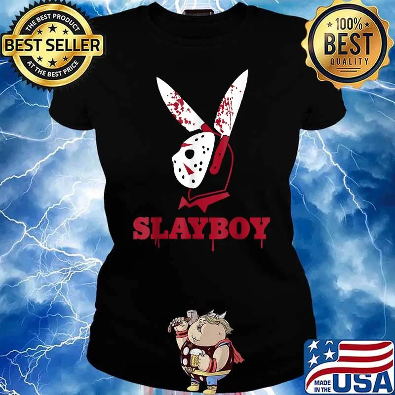 Scary Halloween Horror Parody SlayBoy Hockey Mask T-Shirt Ladies tee