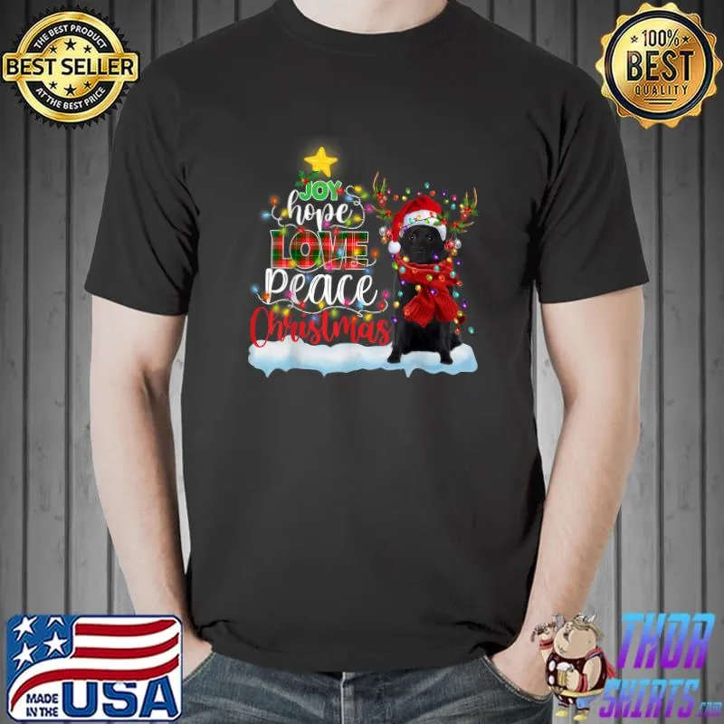 Schipperke Santa Hat Reindeer Costume Christmas Light T-Shirt