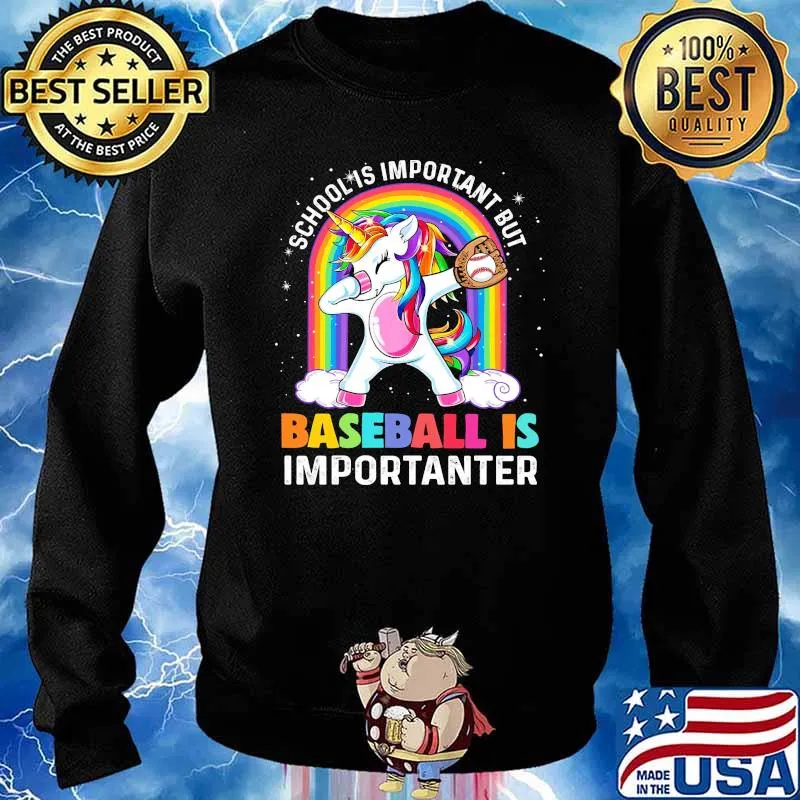 School IS Important But Baseball Is Importanter Unicorn Rainbow Shirt Sweater