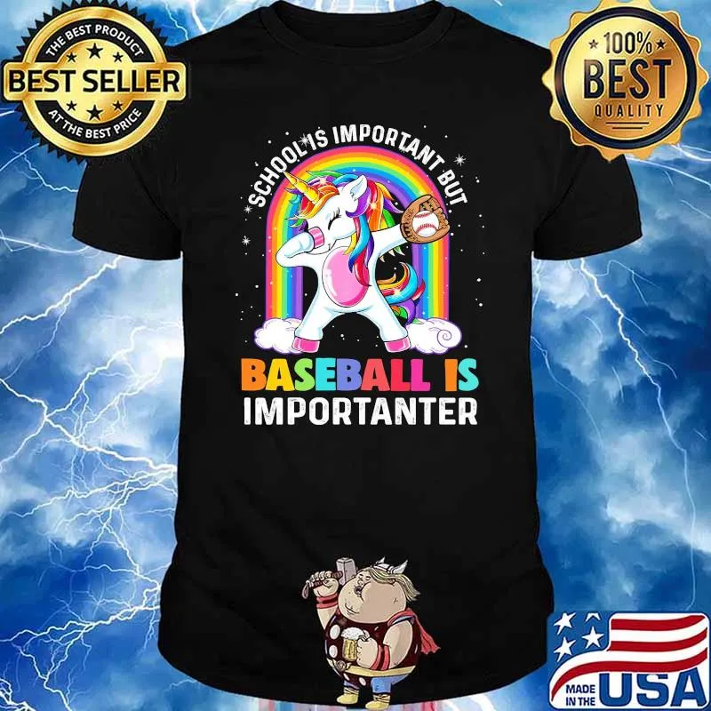 School IS Important But Baseball Is Importanter Unicorn Rainbow Shirt