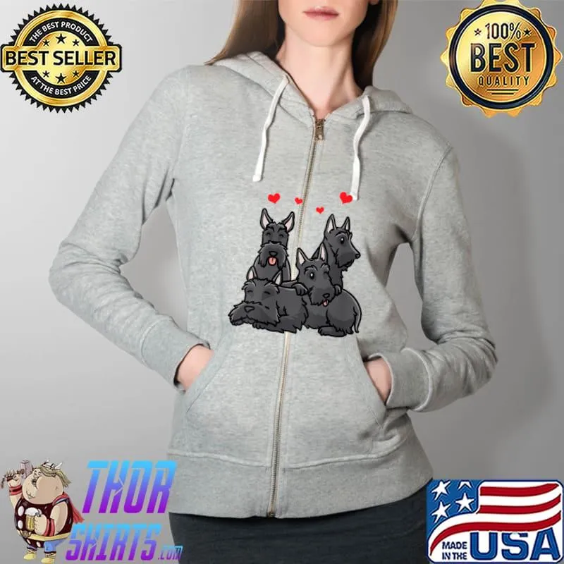 Scottish Terrier Dog Aberdeen Terrier T-Shirt Full Zip Hooded