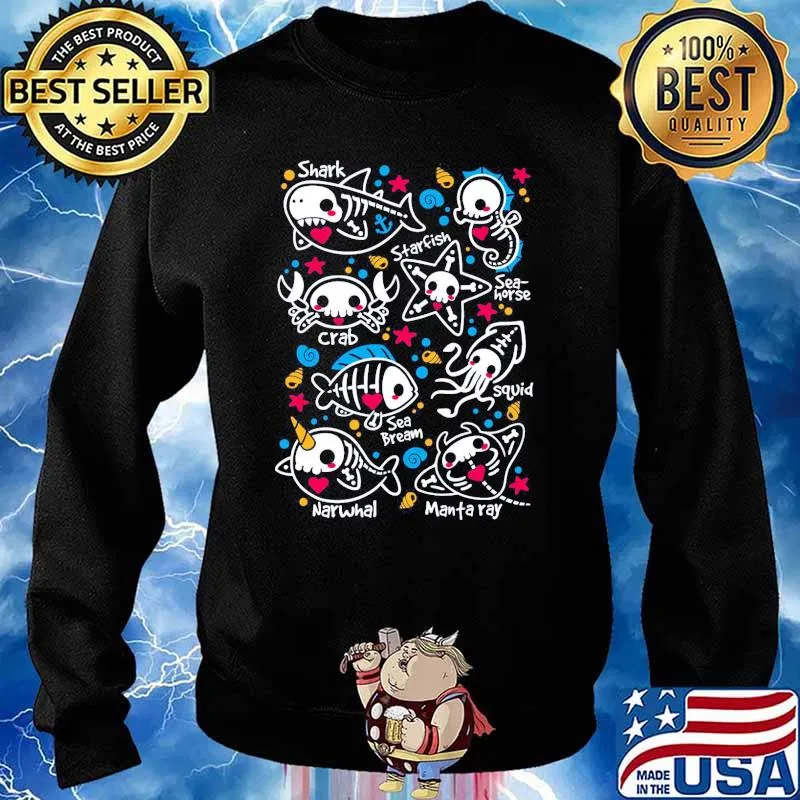 Sea Skeletons Shark Starfish Crab Sea Bream Squid Man Fa Ray s Sweater