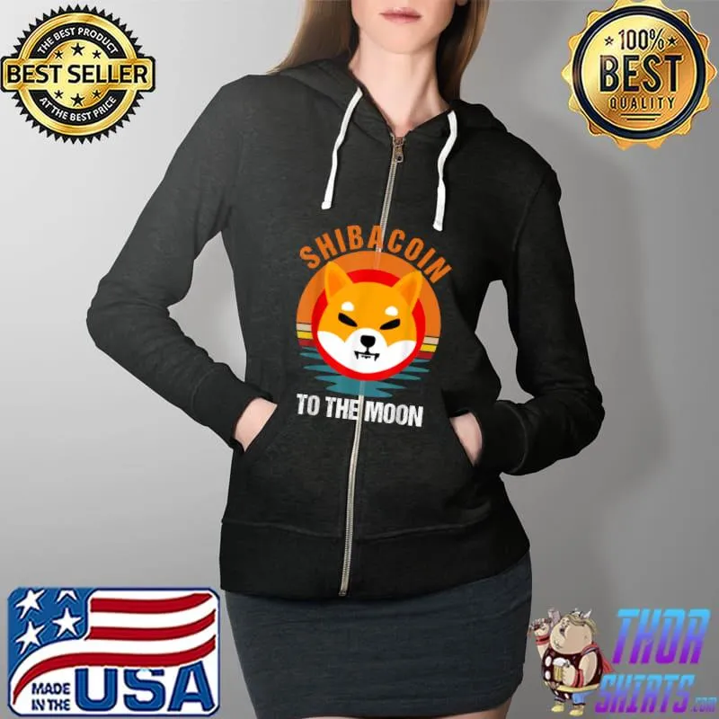 Shiba Inu To The Moon, Shib Coin Men Crypto Hodl T-Shirt Full Zip Hooded