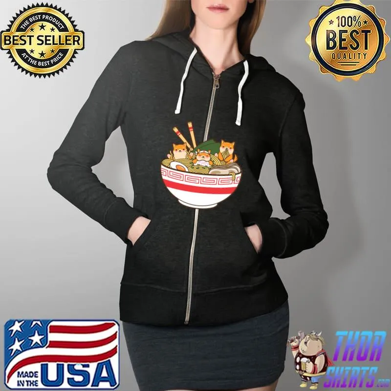 Shibas Eating Ramen Noodles - Kawaii Japanese Food Anime T-s Full Zip Hooded