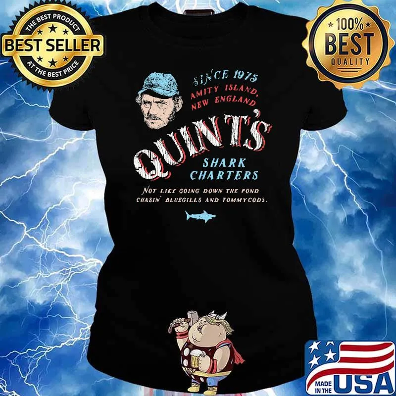 Since 1975 Anity Island New England Quint's Shark Charters Not Like Going Down The Pond Shirt Ladies tee
