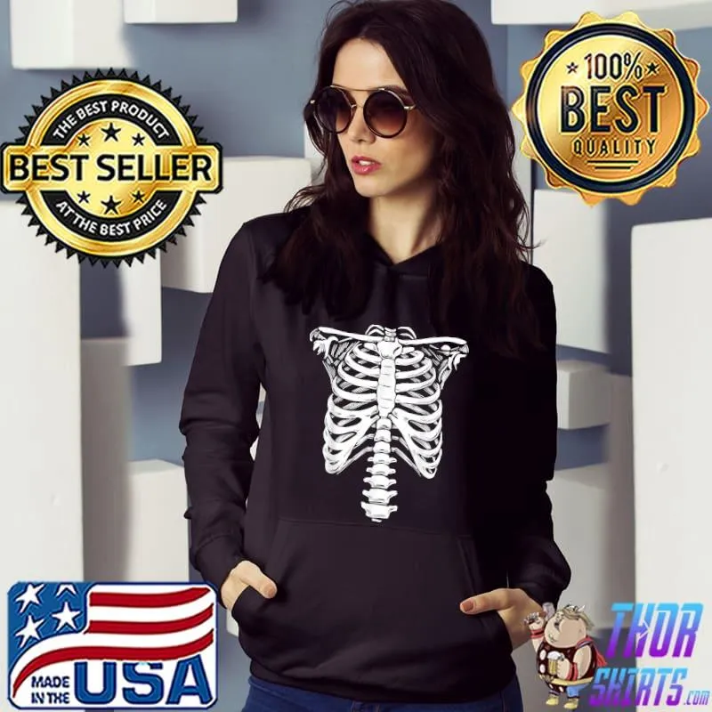 Skeleton Heart Rib Cage X-Ray Adult Kids Funny Halloween T-Shirt