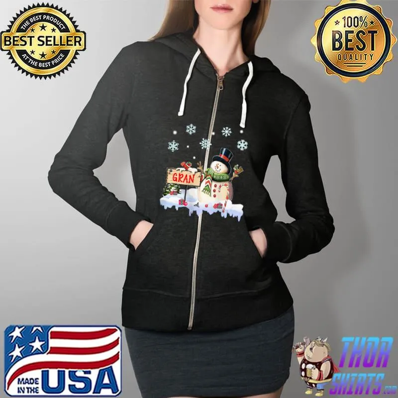 Snowman gran Freeze Christmas Party Gift Xmas T-Shirt Full Zip Hooded