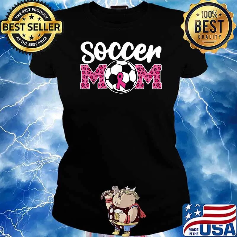 Soccer Mom Breast Cancer Awareness Pink Ribbon Leopard T-Shirt Ladies tee
