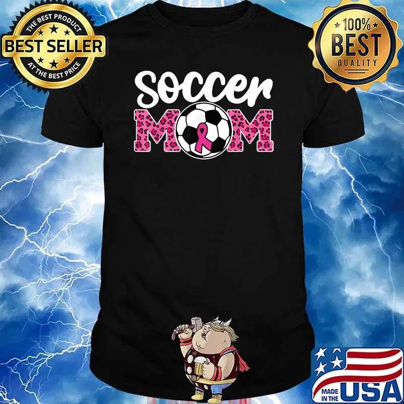 Soccer Mom Breast Cancer Awareness Pink Ribbon Leopard T-Shirt