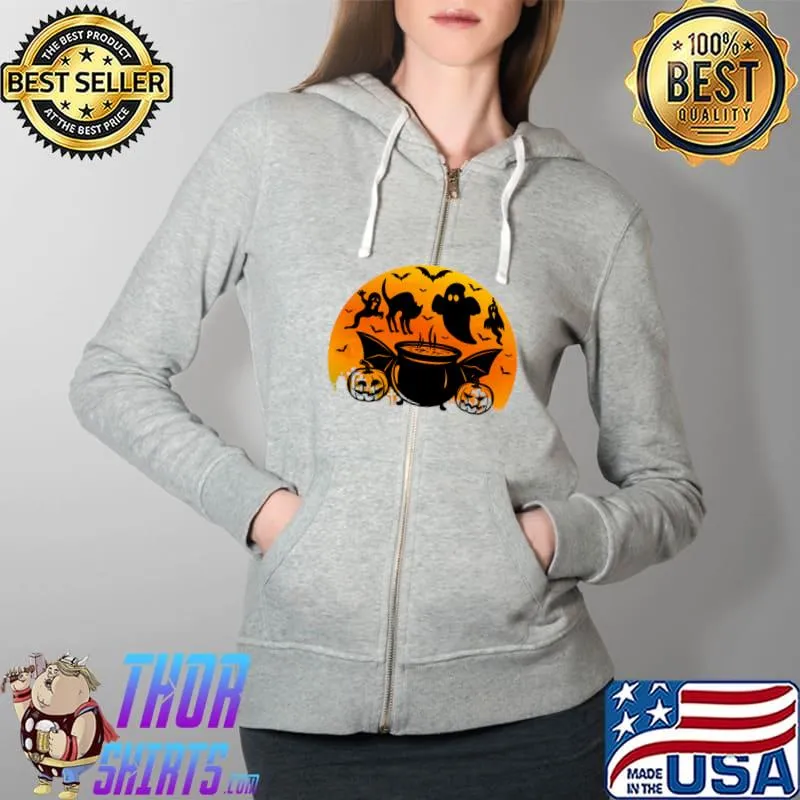 Spooky Moon Halloween Witch Monster Ghost Pumpkin 12 T-Shirt Full Zip Hooded