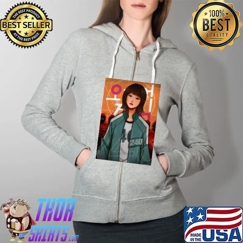 Squid game Ji Yeong T-Shirt Full Zip Hooded