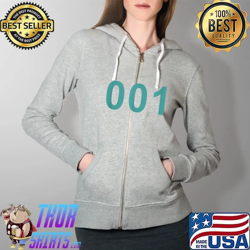 Squid Game Number 001 Costume T-Shirt Full Zip Hooded