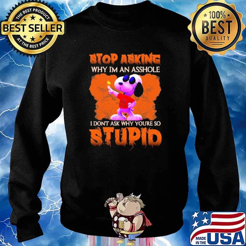 Stop Asking Why I'm An Asshole I Don't Ask Why You're So Stupid Snoopy And Charlie Brown Friends Shirt Sweater