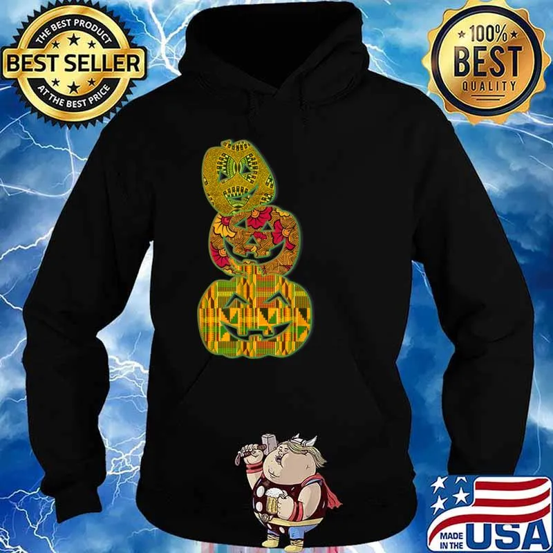 Stumbling Stacked Pumpkins Kente African Print Halloween Shirt Hoodie