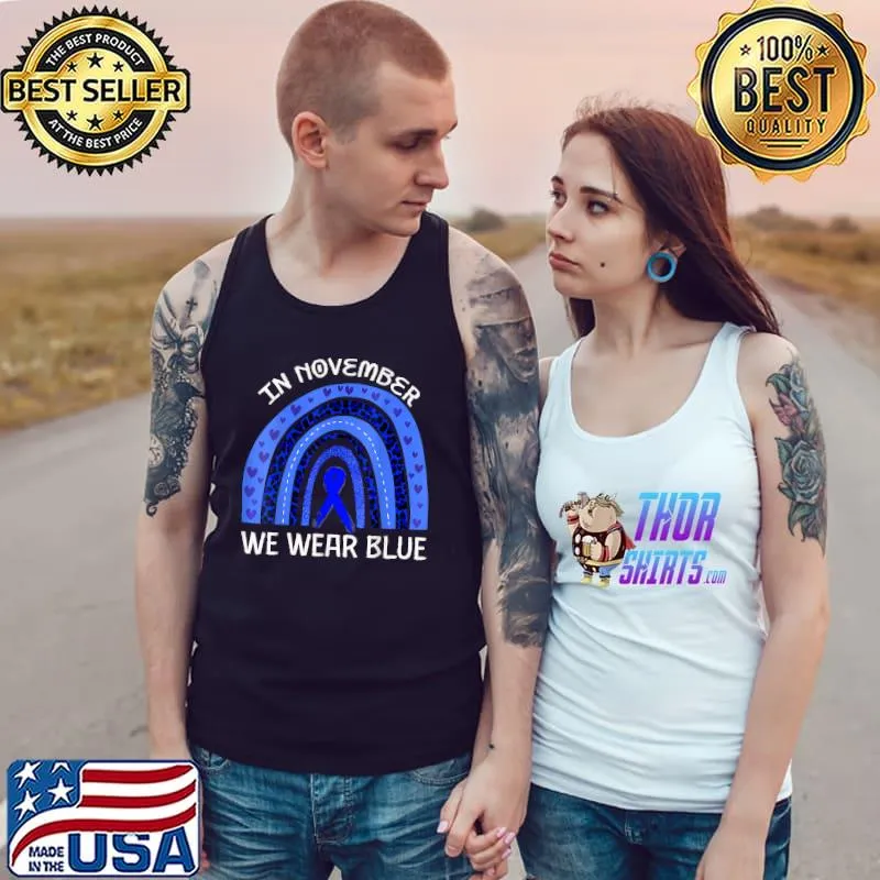 T1D Diabetes Awareness In November We Wear blue Rainbow T-Shirt Tank Top