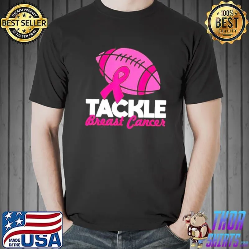 Tackle breast cancer awareness football survivor pink ribbon shirt