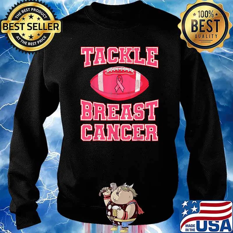 Tackle Breast Cancer Awareness Pink Ribbon Football Player T-Shirt Sweater