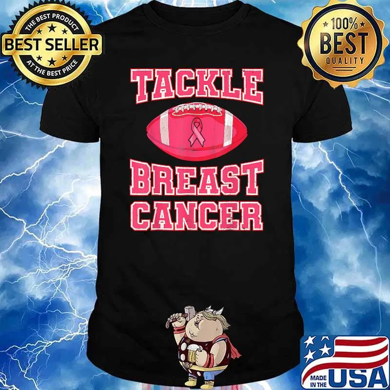 Tackle Breast Cancer Awareness Pink Ribbon Football Player T-Shirt