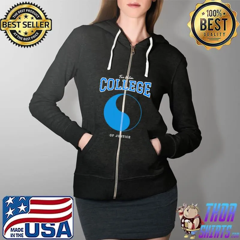 Tar Valon College of Justice Blue Ajah Wheel of Time Parody Design Premium T-Shirt Full Zip Hooded