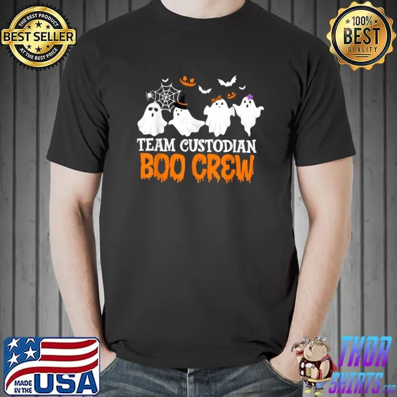 Team Custodian Boo Crew Halloween Ghost T-Shirt